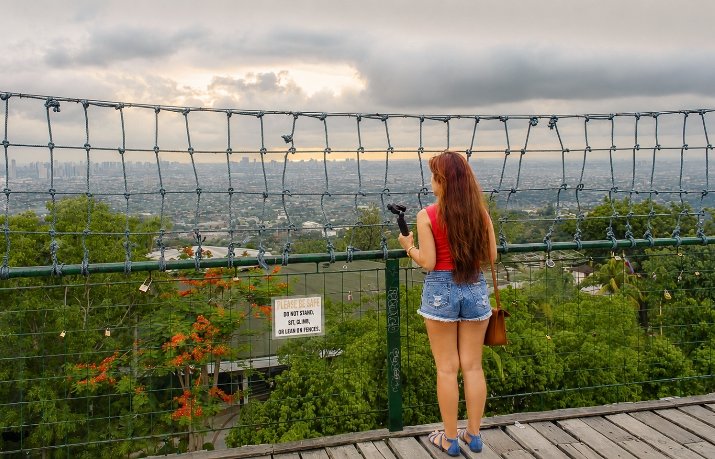 overlooking the Metro Manila skyline from the Cloud 9 Antipolo view deck in Rizal, Philippines.