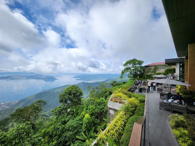 Starbucks Taal view at Tagaytay tourist spots during sunset hour wait.