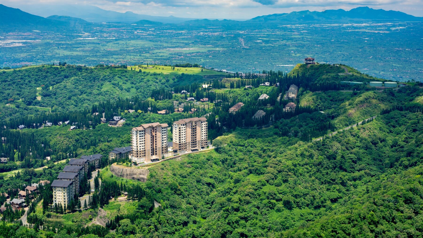 Tagaytay Highlands aerial view overlooking lush mountain terrain and the Cavite countryside in Tagaytay Philippines