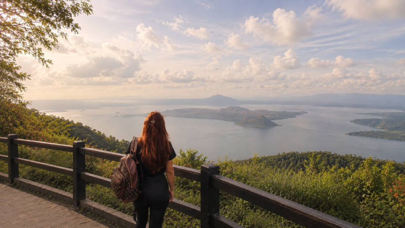 Tagaytay tourist spots with overlooking view of Taal Volcano in the Philippines