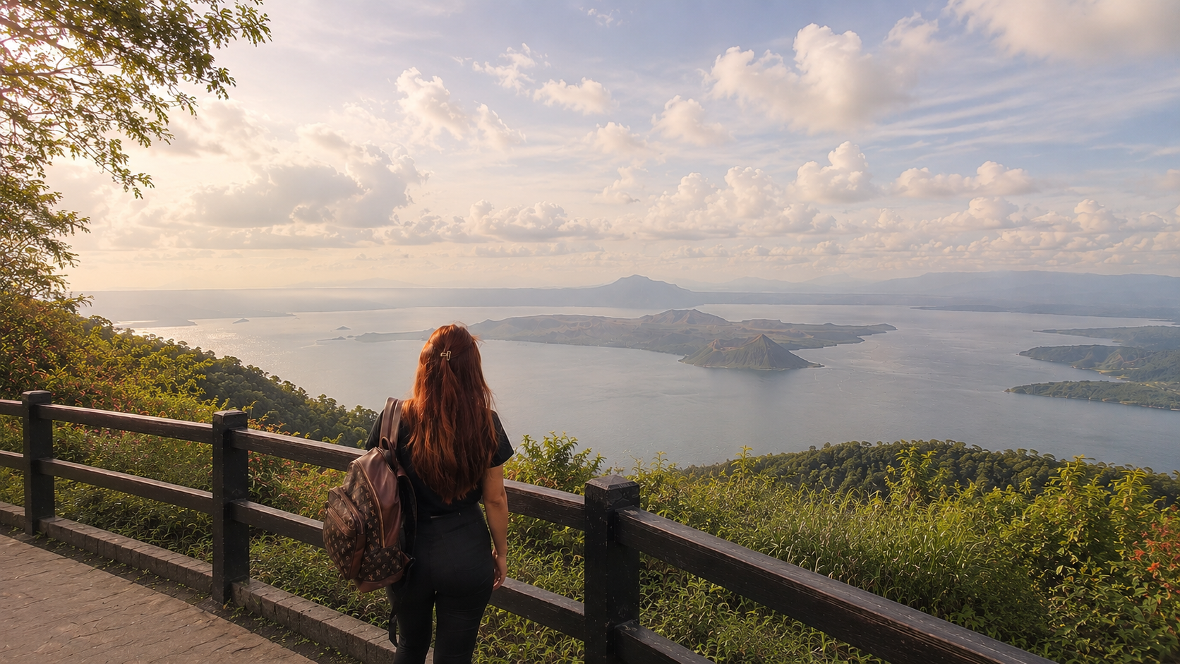 Tagaytay tourist spots with overlooking view of Taal Volcano in the Philippines
