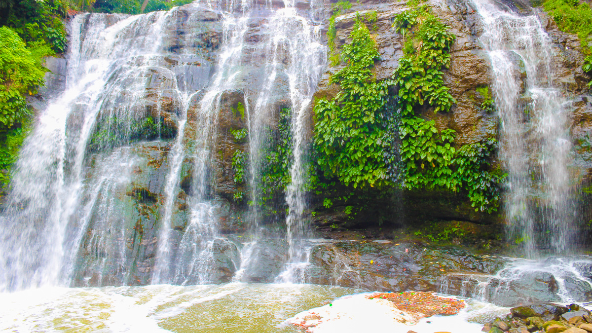 Hinulugang Taktak Falls flowing heavily during the rainy season in Antipolo, Rizal