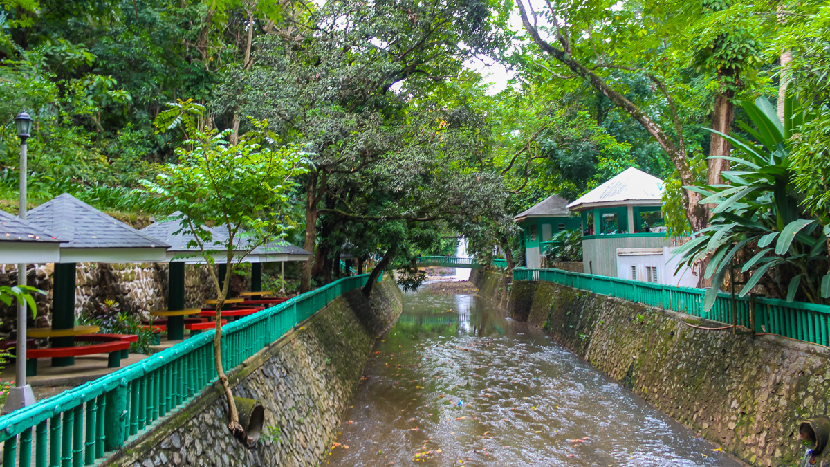 Picnic cottages and canal walkway at Hinulugang Taktak Falls in Antipolo, Rizal