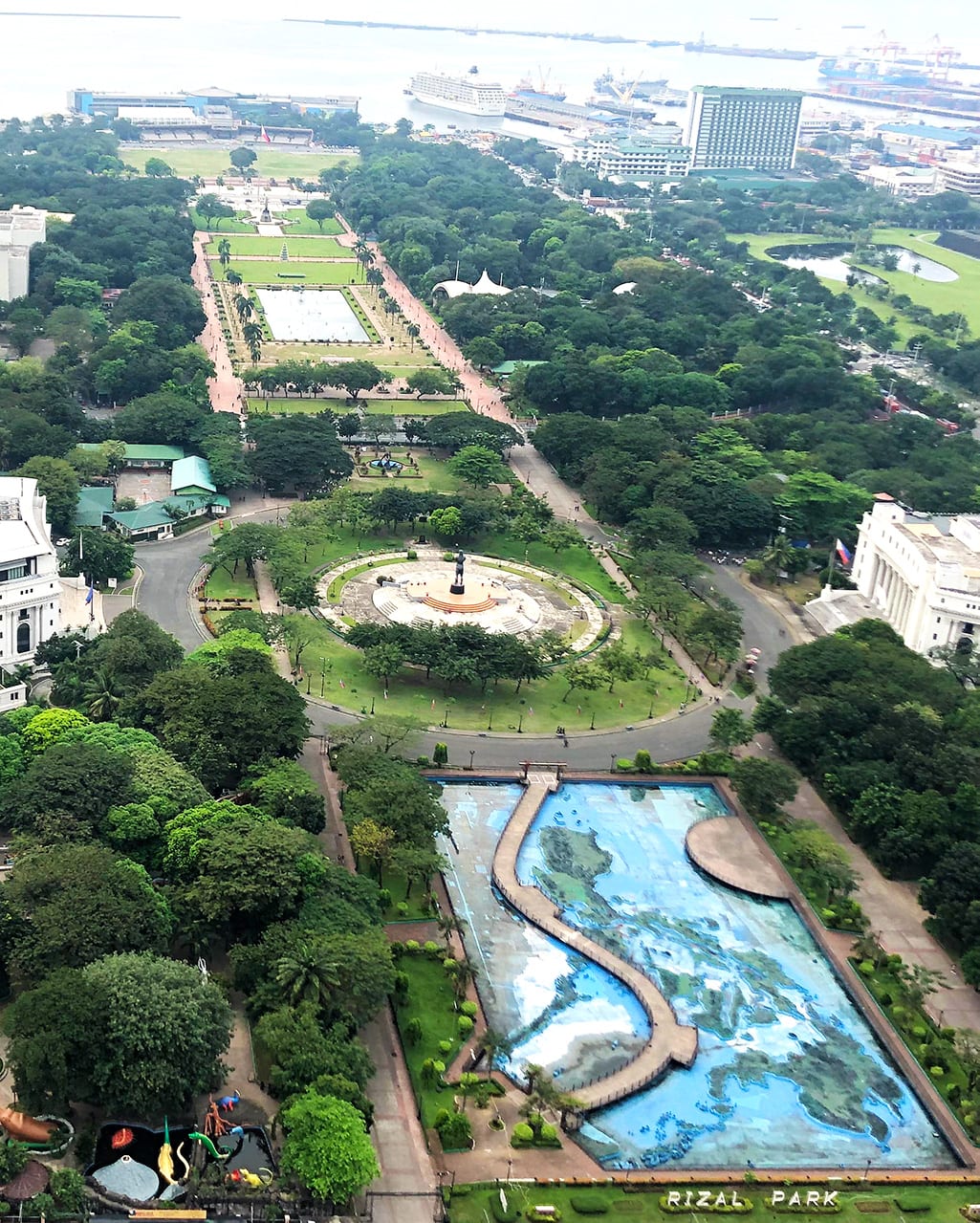 Rizal Park Luneta Park aerial shot