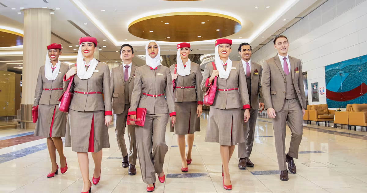flight attendants in formal uniform representing controlled professional image beyond sexy air hostess stereotype