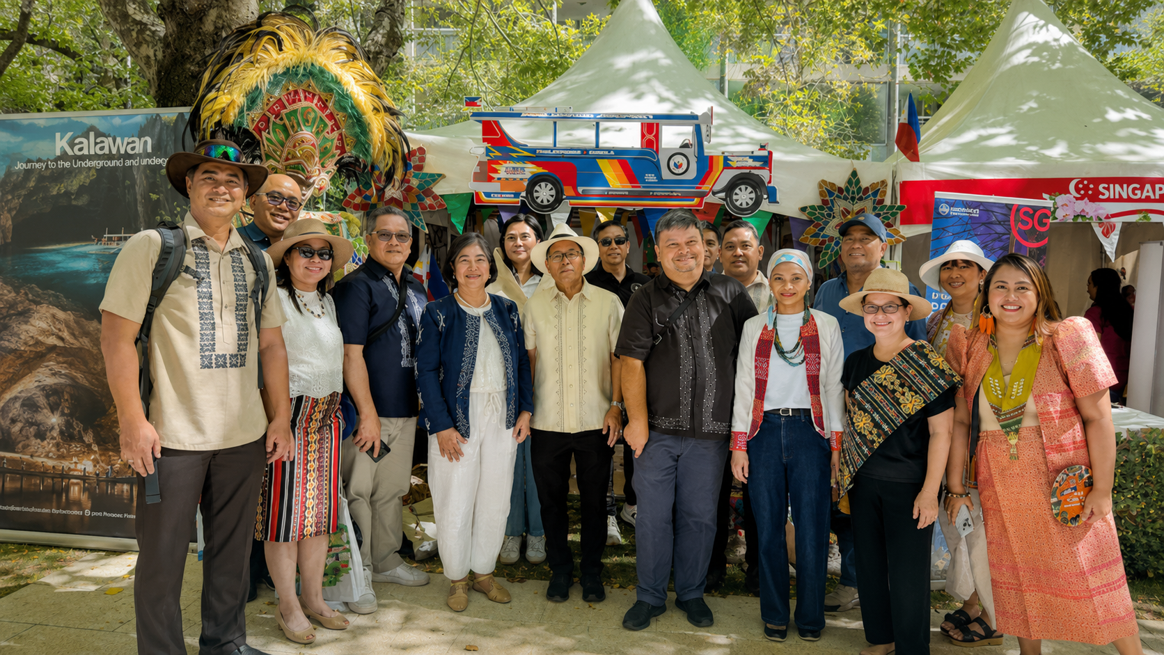 Filipino community gathering in Australia showing traditional clothing, social closeness, and shared cultural presence during a multicultural event