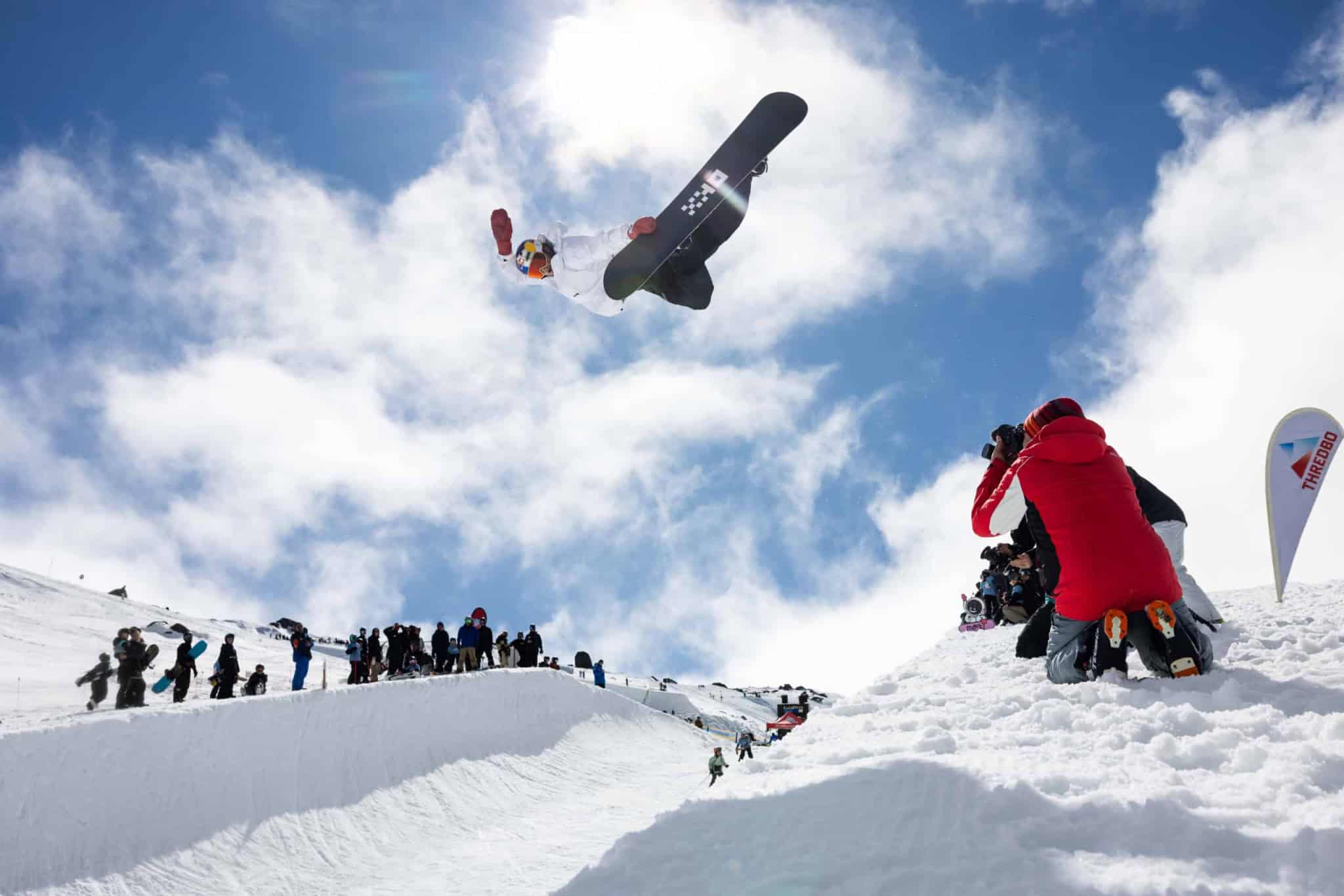 nowboarder competing at a terrain park event in Thredbo during ski season